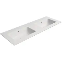 GSI Pura Dubbele keramische wastafel Slim 122x46cm, zonder kraangat, mat wit
