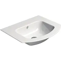 GSI Pura Slim keramische wastafel gebogen 52x44cm, zonder kraangat, wit ExtraGlaze