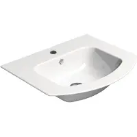 GSI Pura Slim keramische wastafel gebogen 52x44cm, wit ExtraGlaze