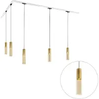 QAZQA Modern railsysteem met 5 gouden pendellampen 1-fase - Iconic Lloyd