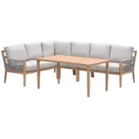 Garden Impressions Garden Impression Sardinia lounge dining hoek 5 delig teak look rope zand - |