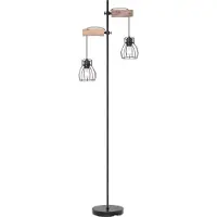 Globo Lighting Vloerlamp Mina, zwart, Woon-/ Eetkamer, metaal, vloerlamp hout