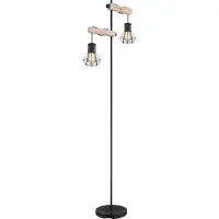 Globo Vloerlamp Priska zwart met hout
