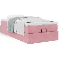 vidaXL Ottoman bed met matras 140x200cm fluweel roze