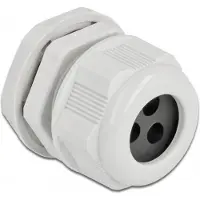 DeLOCK Cable Gland PG21 for round cable with three cable entries grey 2 pieces
