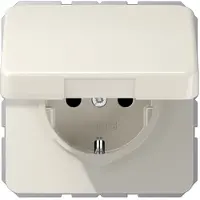 JUNG CD1520BFKL Wandcontactdoos met randaarde en klapdeksel Inzetstuk 1-voudig Crème-wit 1 stuk(s)
