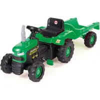 DOLU Traptractor Met Aanhanger & Claxon Groen/zwart