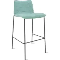 Workliving Verona Barkruk 75 cm - Wolvilt Fenice 455 zachtgroen - frame zwart