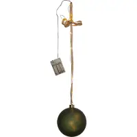 Star Trading Batterijgevoede kerstlamp 'Bliss' met kerstbal, 18 dauwdruppel-LED's, timer, groen, Ø 15 cm