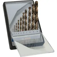 Bosch 2607019925 HSS Metaal-spiraalboorset 10-delig 1 mm, 2 mm, 3 mm, 4 mm, 5 mm, 6 mm, 7 mm, 8 mm, 9 mm, 10 mm Kobalt DIN 338 Cilinderschacht 1