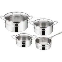 Jamie Oliver E311S7 Cook Smart Jamie Oliver 4-delig Pannenset - RVS - Deksels met Schenktuiten - Inductie