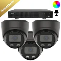 Dutch Security Systems 3x Beveiligingscamera set - Bedraad - Sony Dome Premium AI-ISP 8MP Full Color UltraHD 4K - Zwart -