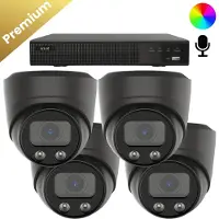 Dutch Security Systems 4x Beveiligingscamera set - Bedraad - Sony Dome Premium AI-ISP 8MP Full Color UltraHD 4K - Zwart -