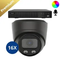 Dutch Security Systems 16x Beveiligingscamera set - Bedraad - Sony Dome Premium AI-ISP 8MP Full Color UltraHD 4K - Zwart -
