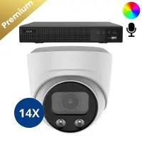 Dutch Security Systems 14x Beveiligingscamera set - Bedraad - Sony Dome Premium Full Color 4K - Wit -