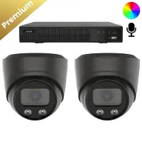 Dutch Security Systems 2x Beveiligingscamera set - Bedraad - Sony Dome Premium AI-ISP 8MP Full Color UltraHD 4K - Zwart -