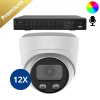 Dutch Security Systems 12x Beveiligingscamera set - Bedraad - Sony Dome Premium Full Color 4K - Wit -
