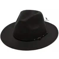 San vitale - Fedora Hoed Zwart - Festival - Stijlvol - Verstelbare pasvorm - One Size Fits Most - 55-58cm - Polyester - Zwart