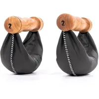 Nohrd Swing Dumbbells Kersen 6kg – Set van 2 – Leren Gewichtszak – Ergonomisch Houten Handgrepen – Functionele Krachttraining