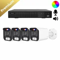 Dutch Security Systems 4x Beveiligingscamera set - Draadloos - Sony Bullet Premium 4K - Dual Light - Two-Way Audio - Wit -