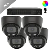 Dutch Security Systems 4x Beveiligingscamera set - Bedraad - Sony Dome Plus AI-ISP Full Color 2K - Zwart