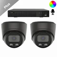 Dutch Security Systems 2x Beveiligingscamera set - Bedraad - Sony Dome Plus AI-ISP Full Color 2K - Zwart