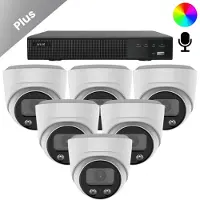 Dutch Security Systems 6x Beveiligingscamera set - Bedraad - Sony Dome Plus AI-ISP Full Color 2K - Wit