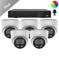 Dutch Security Systems 5x Beveiligingscamera set - Bedraad - Sony Dome Plus AI-ISP Full Color 2K - Wit