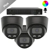 Dutch Security Systems 3x Beveiligingscamera set - Draadloos - Sony Dome Plus AI-ISP Full Color 2K - Zwart