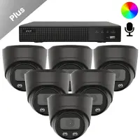 Dutch Security Systems 6x Beveiligingscamera set - Bedraad - Sony Dome Plus AI-ISP Full Color 2K - Zwart