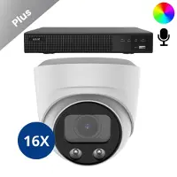 Dutch Security Systems 16x Beveiligingscamera set - Bedraad - Sony Dome Plus AI-ISP Full Color 2K - Wit