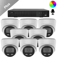 Dutch Security Systems 8x Beveiligingscamera set - Bedraad - Sony Dome Plus AI-ISP Full Color 2K - Wit