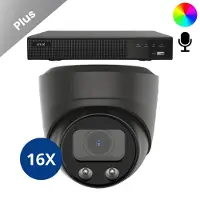 Dutch Security Systems 16x Beveiligingscamera set - Bedraad - Sony Dome Plus AI-ISP Full Color 2K - Zwart