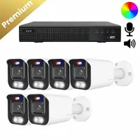 Dutch Security Systems 6x Beveiligingscamera set - Draadloos - Sony Bullet Premium 4K - Dual Light - Two-Way Audio - Wit -