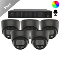 Dutch Security Systems 5x Beveiligingscamera set - Bedraad - Sony Dome Plus AI-ISP Full Color 2K - Zwart