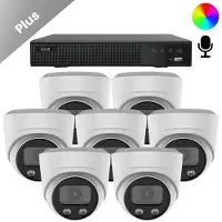 Dutch Security Systems 7x Beveiligingscamera set - Bedraad - Sony Dome Plus AI-ISP Full Color 2K - Wit