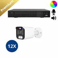 Dutch Security Systems 12x Beveiligingscamera set - Bedraad - Sony Bullet Premium 4K - Dual Light - Two-Way Audio - Wit -