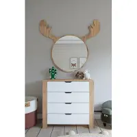 Skye Decor , model Nisan 1600-026 - Wit, Notenhout, Kommode, Lichtnotenhout, 100% melaminecoating op spaanplaat, 90 x 42 x 85 cm