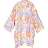 IZIA Kimono lichtblauw / geel / lila / oranje
