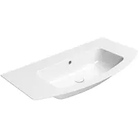 Sapho Gebogen keramiek wastafel zonder kraan gat sapho pura 102x52 cm wit extraglaze