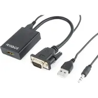 Gembird VGA + 3,5mm Jack naar HDMI adapter met HDCP / zwart - 0,15 meter