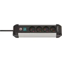 Brennenstuhl Premium-Alu-Lne Stekkerdoos met schakelaar 1391034400 BE/FR 4 stopcontacten 1,8 m Zilver, zwart