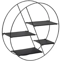 Atmosphera Wandplankjes - zwart - metaal - rond - 4 plankjes - D50 x 13 cm