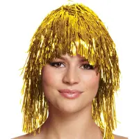 Henbrandt Folie verkleedpruik - 4x - tinsel - dames - goud - disco/eighties thema