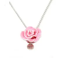 Heaven Eleven KIDS - Meisjes - ketting - ballchain - rvs - roze - fimo - klei - bloemen - 60cm