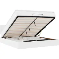 vidaXL Bed poef met matrassen en LED's 180x200cm kunstleer zuiver wit