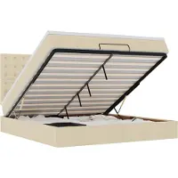 vidaXL Ottoman bed met matras 160x200cm stof crèmekleurig