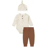 Dirkje romper + broek + muts bruin/offwhite Set Meisjes Stretchkatoen Ronde hals - maat 74