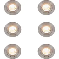 QAZQA Set van 6 Moderne inbouwspot staal rond IP44 - Xena