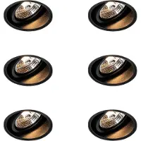QAZQA Set van 6 Moderne inbouwspot zwart trimless - Impact 70